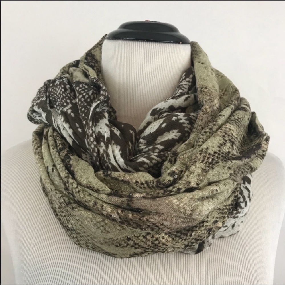 Express Shimmering Infinity Scarf in Animal Print